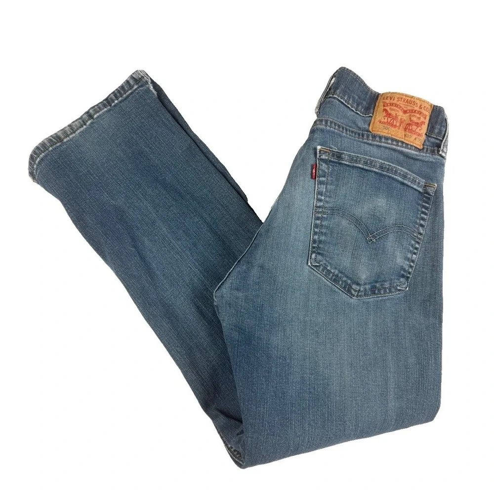 Levi's 505 Jeans Men's 32x30 Blue Denim Regular Fit Distressed Frayed Hem